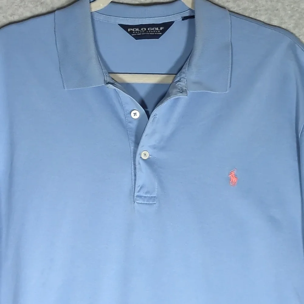 Polo Golf Ralph Lauren Shirt Mens L‎ Blue Pony Casual Short Sleeve  *Read